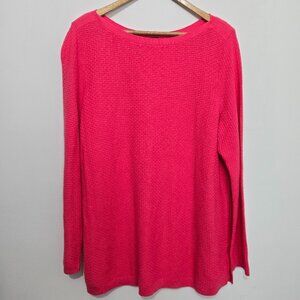 Talbots Womens Pink Cotton Blend Sweater Size 1X Boat Neck Feminine Casual Soft